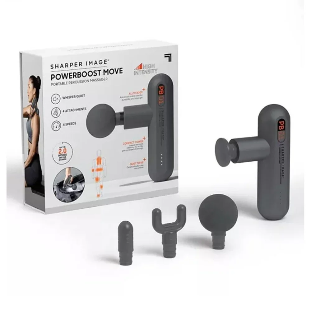 Sharper Image Powerboost Move Deep Tissue Dark Gray Travel Percussion Massager - Picture 1 of 5